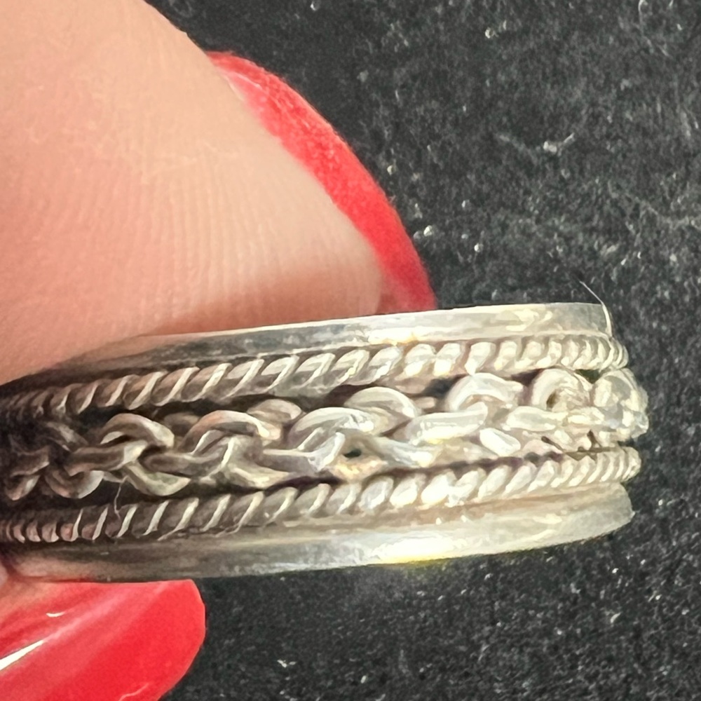 925 STERLING SILVER CHAIN LINK BAND RING - Picture 5 of 6